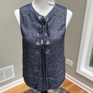 Theory Navy Lace-Up Blouse